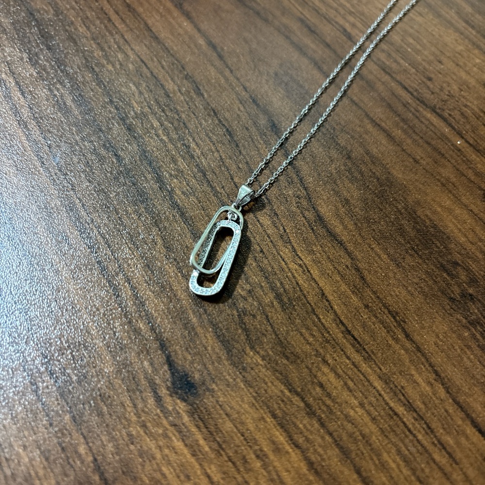 Elegant Silver & Faux Diamond Pendant Necklace